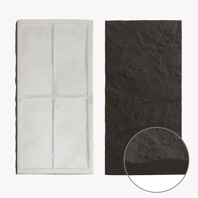 Modern 3D Wall Panels - Faux Stone Look, Waterproof PU Wainscoting for Interior Wall Decor - 4 Pack, 43.31 x 23.62 inches (Color Black Stone)