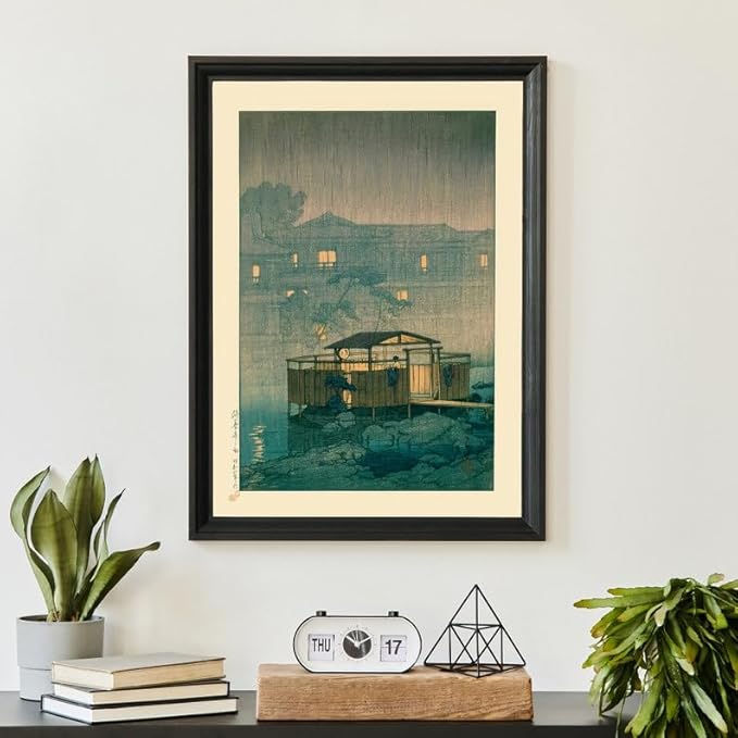 Nationcog Rainy Day in Japan Woodblock Poster, Kawase Hasui Vintage Print, Zen Japandi Wall Art, Relaxing Boho Decor for Bedroom or Living Room (Unframed) (16x24)