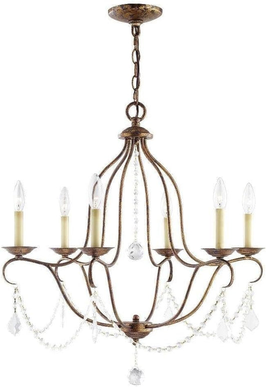 Livex Lighting 6426-71 Chesterfield Chandelier, 25"L x 25"W x 26"H, Venetian Golden Bronze
