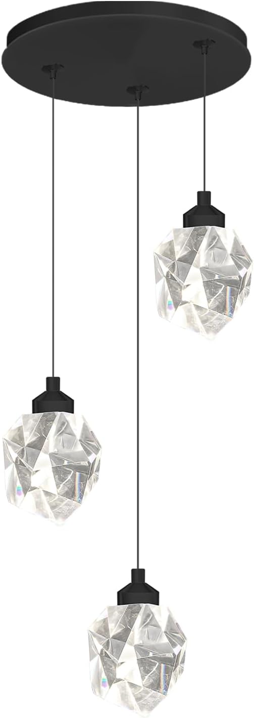 Black Pendant Light Dimmable LED 3-Light Modern Pendant Light Kitchen Island Dining Room Bar