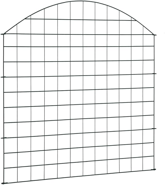 Arched Garden Fence Set 30.5"x30.9" Green, Steel Wire with Powder Coating, Lattice Fence Wall for Patio, Garden, Backyard, Lawn, Includes 5 Fence Panels & 6 Fixing Posts