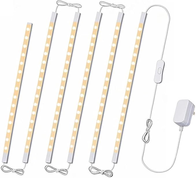 LED Under Cabinet Lighting 6-Pack 12 inch Seamlessly Linkable Strip Light Bars for Cabinet, Kitchen, Shelf, Workbench, Cupboard Lighting, 1200 Lumen (Warm White 3000K)