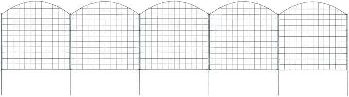 Arched Garden Fence Set 30.5"x30.9" Green, Steel Wire with Powder Coating, Lattice Fence Wall for Patio, Garden, Backyard, Lawn, Includes 5 Fence Panels & 6 Fixing Posts