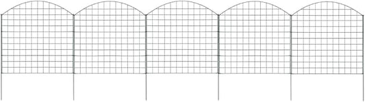 Arched Garden Fence Set 30.5"x30.9" Green, Steel Wire with Powder Coating, Lattice Fence Wall for Patio, Garden, Backyard, Lawn, Includes 5 Fence Panels & 6 Fixing Posts