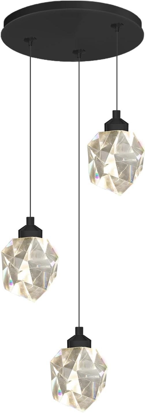 Black Pendant Light Dimmable LED 3-Light Modern Pendant Light Kitchen Island Dining Room Bar