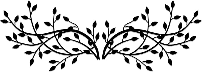 2 Pieces Metal Tree Leaf Wall Decor Vine Olive Branch Leaf Wall Art Wrought Iron Scroll Sculptures Home Decor Above The Bed,Branches Hanging Wall Decor for Livingroom and Outdoor(Black)