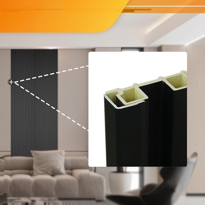 OUZUGIE 8-Pack 57 Inches, WPC Slat Wall Panel Trim,Corner Guard for High Grille (Black)