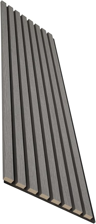 94" x 12.6" 3D Acoustic Slat Wood Wall Panels | Modern Sound-Dampening & Eco-Friendly Design (2-Piece Set) (Urban Slate)