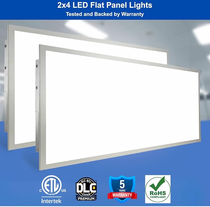2×4 LED Flat Panel Light|Pack of 6|5 CCT Selectable|Dimmable|Flicker-Free|Energy-Efficient Ceiling Lighting
