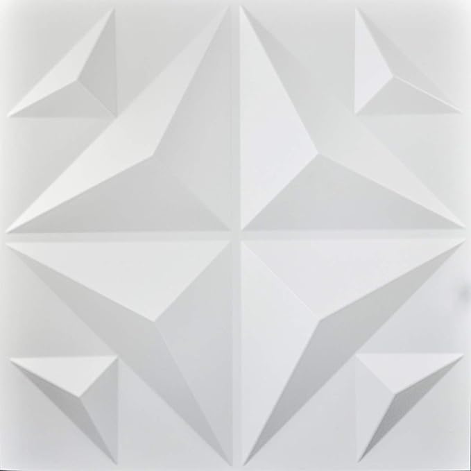 Art3d Decorative 3D Panels Textured Wall Design Board, White, 12 Tiles 32 Sq Ft