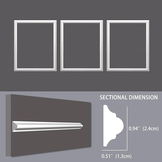 3-Frame 16" x 20" Premade Accent Wall Molding Kit, Ready-to-Assemble Wainscoting Panels, Pre-Cut Chair Rail Moulding Trim Picture Frame for Home Décor