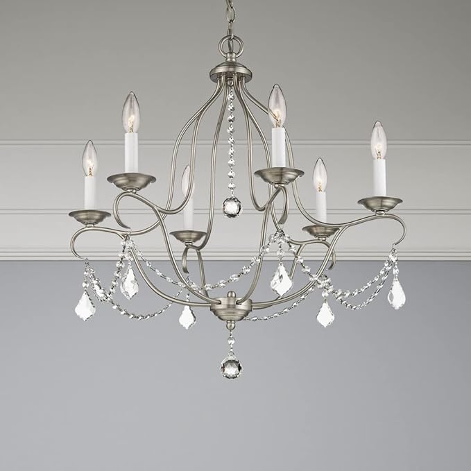 Livex Lighting 6426-60 Chesterfield 6 Light Chandelier, Antique White