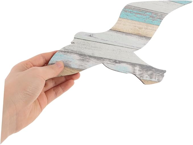 Cabilock 6pcs Wooden Seagull Wall Decor Coastal Nautical Ocean-themed Hanging Art for Family DIY Mediterranean Style Sea Bird Wall Sculpture