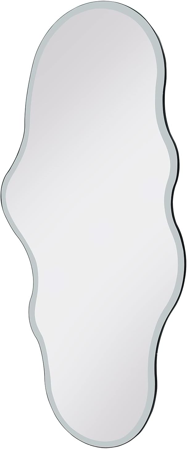 BST FURNH Unique Full Length Wall Mounted Mirror Tall Mirror Full Body Floor Length Mirror Dressing Body Frameless Mirror for Bedroom Bathroom Living Room,Irregular Shape Mirror,White Cloud 47x23''