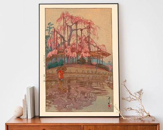 Nationcog Cherry Blossom Woodblock Print by Yoshida Hiroshi, Vintage Japanese Sakura Poster, Japandi Botanical Zen Art for Serene Decor (Unframed) (11x14)