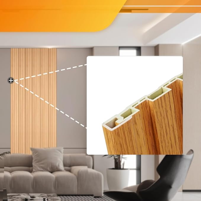 OUZUGIE 8-Pack 57 Inches, WPC Slat Wall Panel Trim,Corner Guard for Low Grille (Oak)