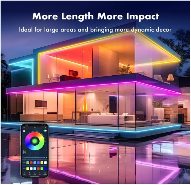 Neon Rope Lights, 2x98FT RGB LED Strip Lights, App Control, IR Remote, Outdoor IP67 Waterproof, Music Syncing, Flexible DIY Design for Bedroom, Gaming, Party, Christmas Decor