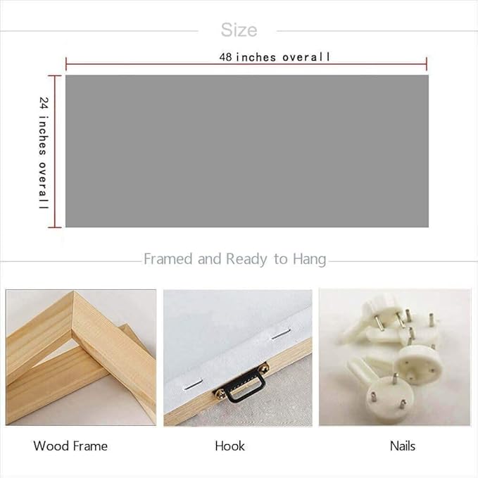 Arjun Cityscape Wall Art New York City Skyline Picture Modern Abstract Grey NYC Skyline Painting Framed Artwork for Bedroom Living Room Home Office Decor, Large 48"x24"