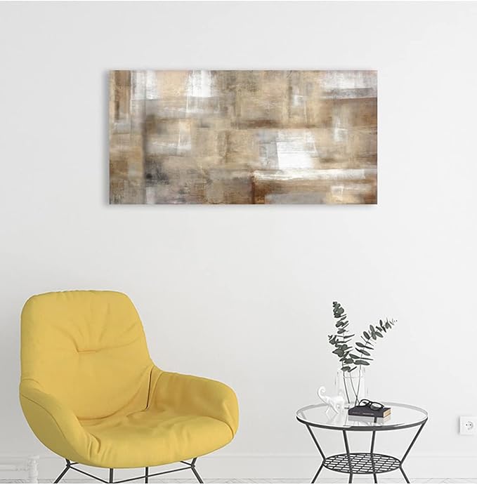arteWOODS Abstract Canvas Wall Art - Brown White Grey Abstract Pictures for Living Room Bedroom Wall Decor Rustic Canvas Print Retro Farmhouse Painting Artwork 29" X 58