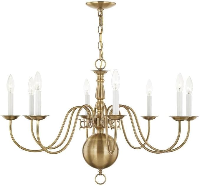 Livex Lighting 5007-01 Williamsburgh 8-Light Chandelier, Antique Brass,Copper