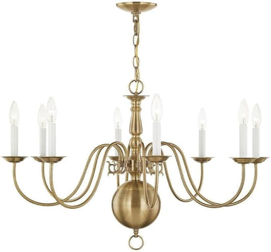 Livex Lighting 5007-01 Williamsburgh 8-Light Chandelier, Antique Brass,Copper
