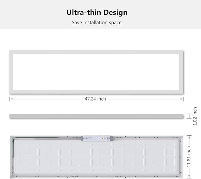 AIKVSXER 42 Pack 1x4 LED Flat Panel Light, 50W 5500LM Surface Mount Ceiling Fixture, 3CCT (3000K/4000K/5000K), Ultra-Thin 48In, 10-100% Triac Dimmable for Kitchen, Garage, Office, Basement