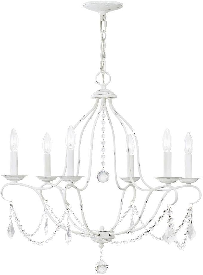 Livex Lighting 6426-60 Chesterfield 6 Light Chandelier, Antique White