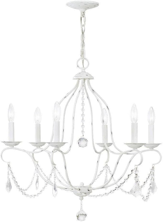 Livex Lighting 6426-60 Chesterfield 6 Light Chandelier, Antique White