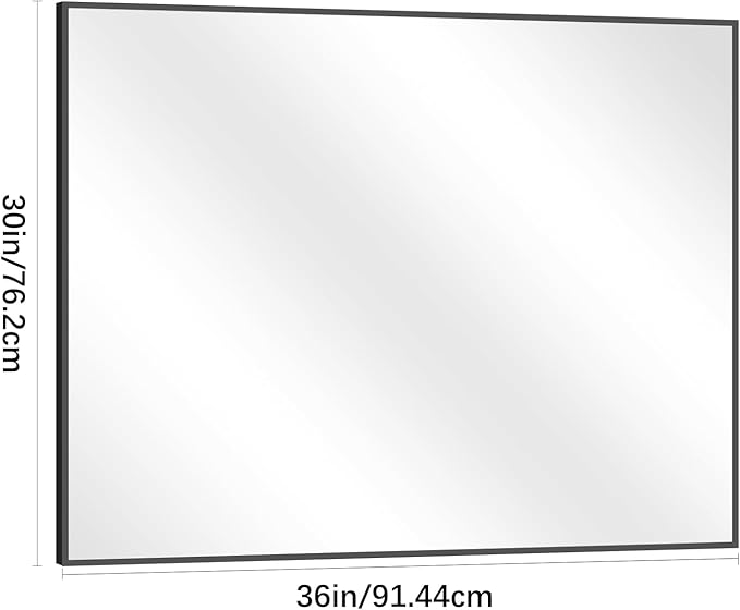 Black Bathroom Mirror for Wall, 30x36 Inch Rectangle Mirrors with Metal Frame, Modern Vanity Wall Mirror Decor for Entryway Hangs, Bathroom Living Room Horizontal or Vertical