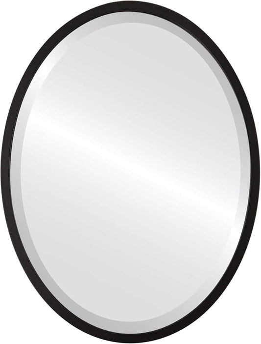 OVALCREST - Oval Wooden Beveled Wall Mirror for Home Decor, Bathroom, Vanity, Bedroom, Living Room, Hallway - London Style (Matte Black) 17.1 x 13.1
