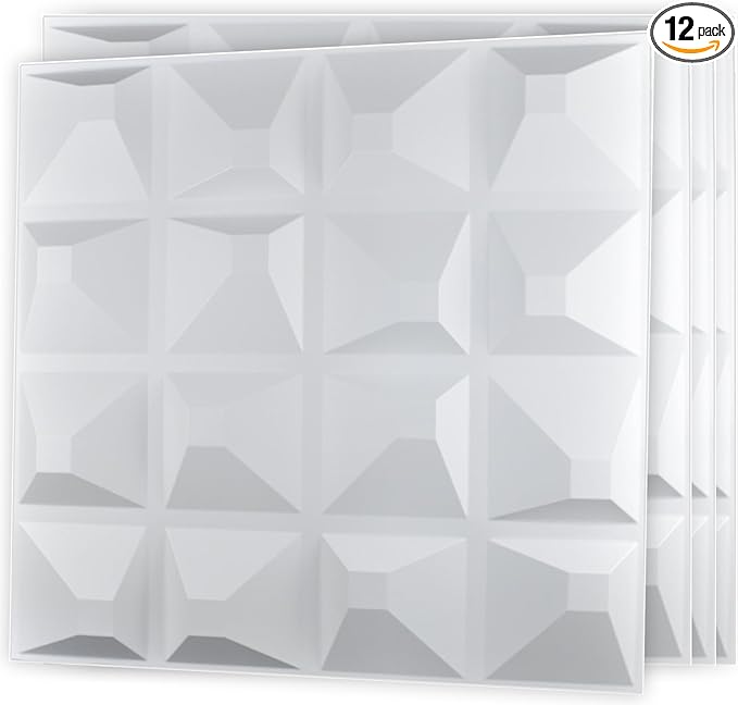 Art3d Decorative 3D Wall Panel, 32 Sq.FT PVC Interior Wall Decor for Living Room, Bedroom, Lobby, Office, Shopping Mall, White