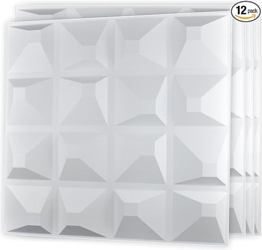 Art3d Decorative 3D Wall Panel, 32 Sq.FT PVC Interior Wall Decor for Living Room, Bedroom, Lobby, Office, Shopping Mall, White