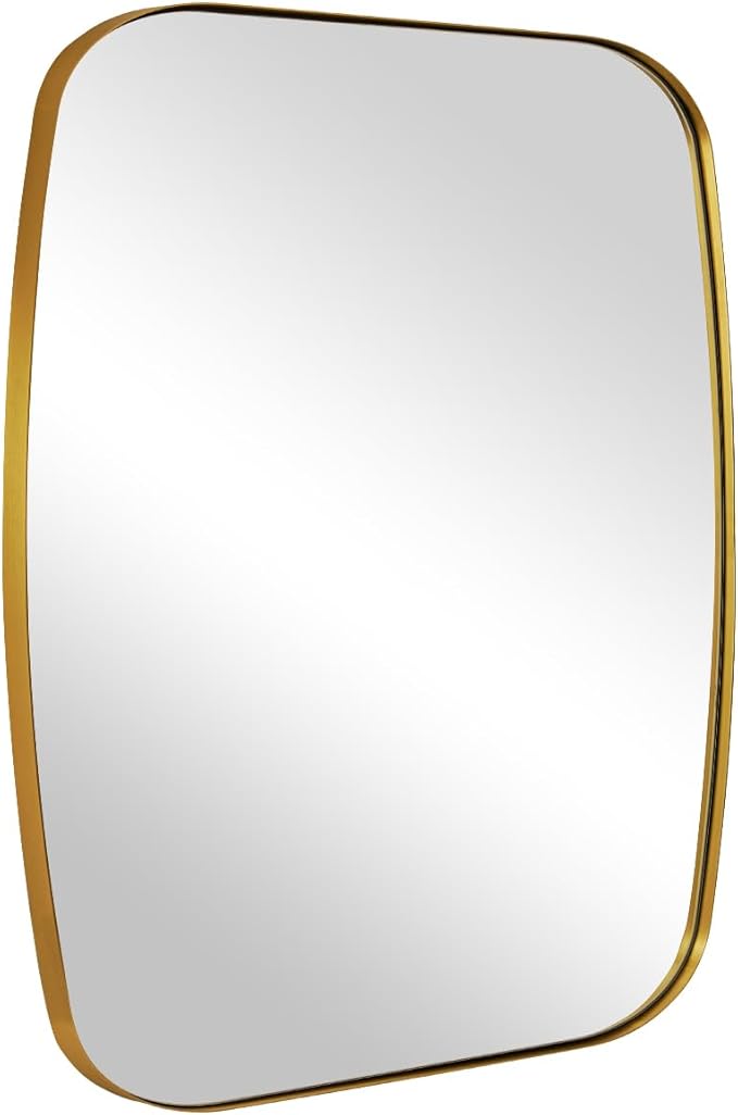 ANDY STAR Gold Oblong Mirror, 36x40 Inch Gold Oval Mirror for Bathroom with Stainless Steel Metal Frame, Wall Mouned for Bathroom, Living Room, Entryway