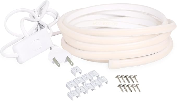 COB LED Strip Lights 9.84 Foot Waterproof Outdoor LED Lights IP67 110V Light Stip Cuttable 320LEDs/m 6000K Cold White with US Plug Indoor Rope Lights for Bedroom Kitchen Under Cabinet