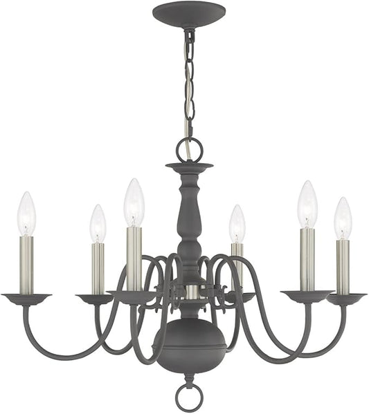 Livex Lighting Williamsburgh 6 Lt Scandinavian Gray Chandelier