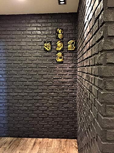 3D Wall Panels Faux Brick Panel for Interior and Exterior Wall Decoration Brick Cladding Pack of 4 Tiles (New London, Black)