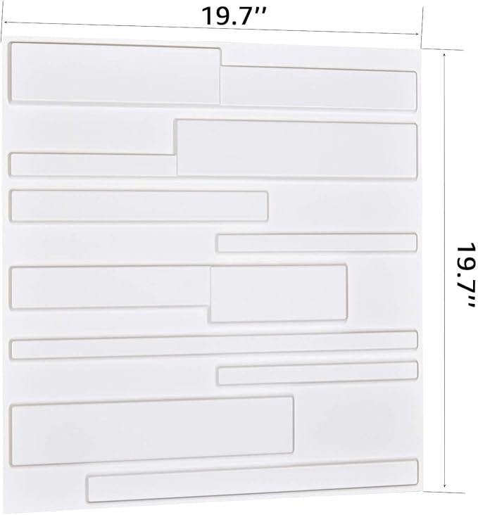 Art3d 19.7" x 19.7" (Pack Of 12) Wall Panel 3D Rectangle, White