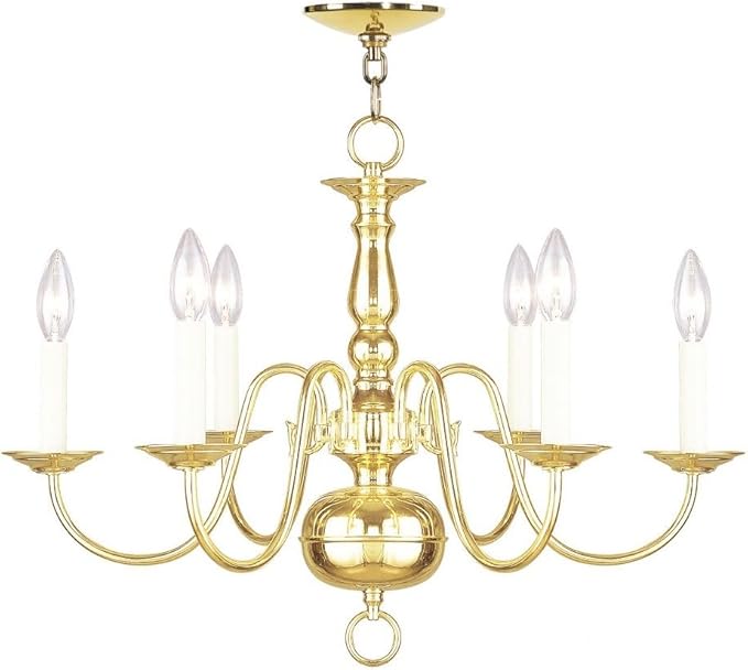 Livex Lighting 5006-04 Williamsburgh 6 Light Black Chandelier, Black/Antique Brass