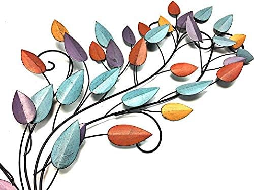 Bellaa 21987 Tree of Life Metal Wall Art Scroll Vine Olive Branch Leaf Decor Wrought Iron Rustic Sculptures Above the Bed Living Room Outdoor Garden Decoration Big Large Plaque Medallion 52 Inch