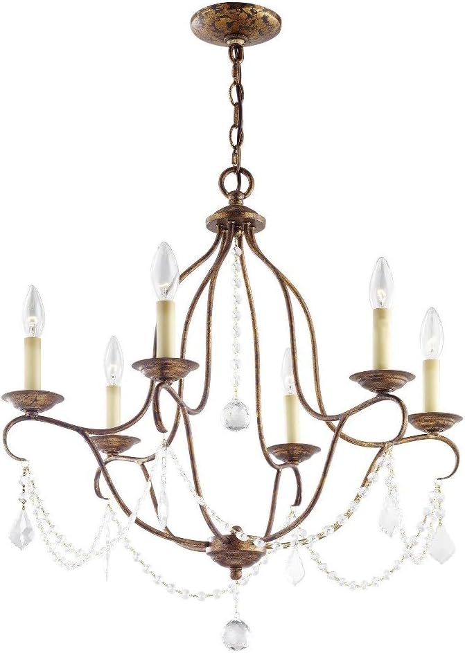 Livex Lighting 6426-60 Chesterfield 6 Light Chandelier, Antique White