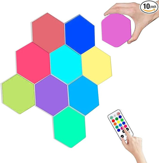Creative Remote Control Hexagonal Wall Lights Smart Touch-Sensitive LED Honeycomb Night Lights DIY Modular Assembled Splicing Modern Wall Lamps Home Decor (10)