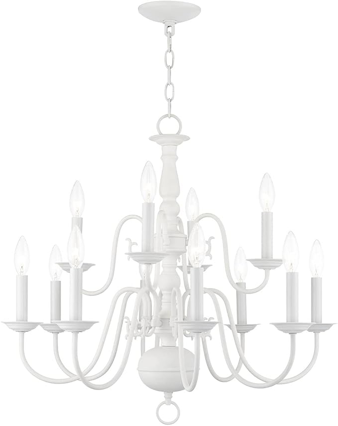 Livex Lighting 5012-03 Williamsburgh 12 Light White Chandelier