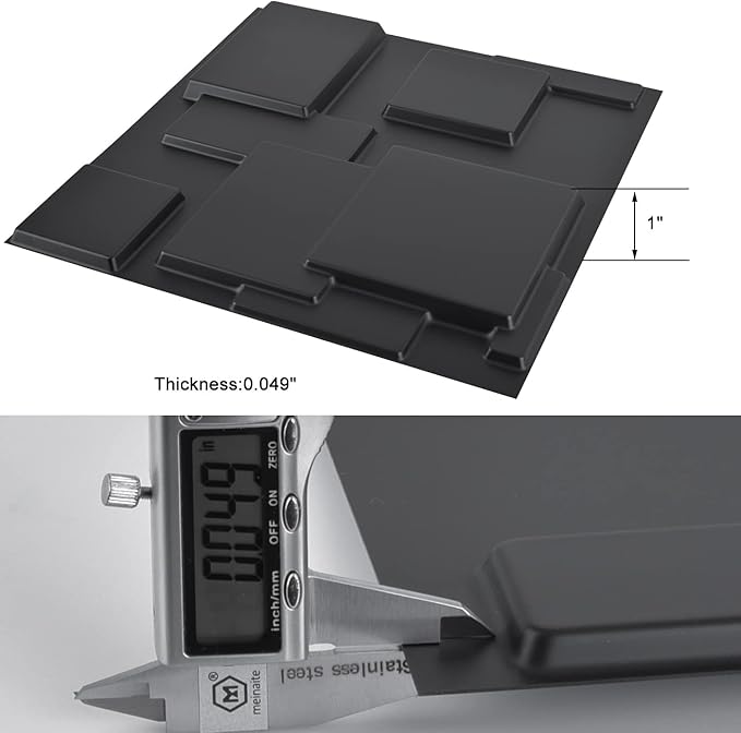 Art3d 32 Square Feet (Pack Of 12) Wall Panel Magic Square, Black