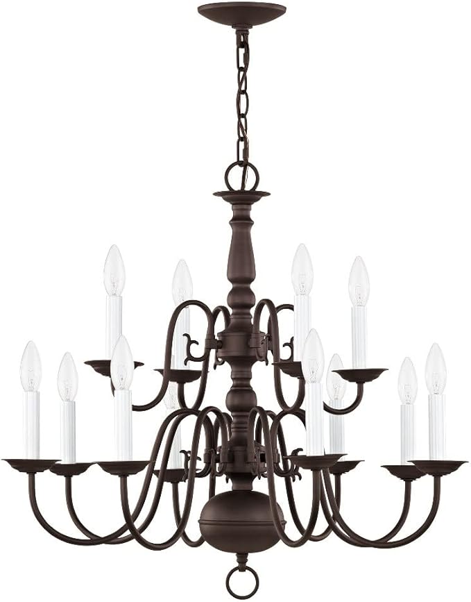 Livex Lighting 5012-07 Williamsburgh 12-Light Chandelier, Bronze