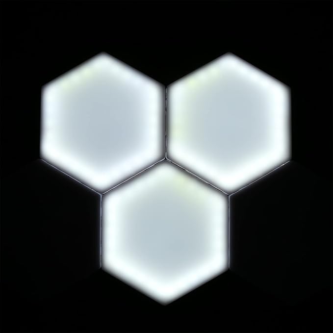 5 Pack Hexagon Lights, White Touch Night Hexagon Led Lights for Wall, Led Panel Light for Barber Shop Hotel Party Gaming Room Decor (US)