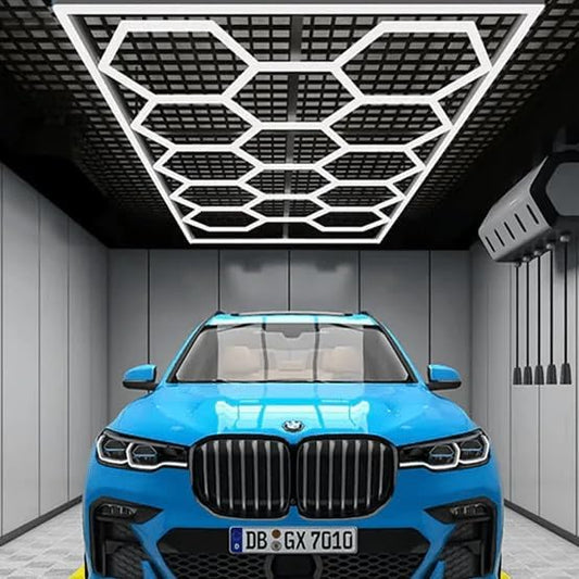LEDMyplace Hexagon Garage Light Higher Brightness 534W 69420 Lumens Hexagon Led Garage Light with Rectangle Frame 6500K for Garage, Basement, Warehouse, Auto Beauty Shop, Car Detailing Shop