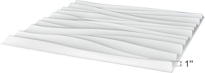 Art3d 19.7" x 19.7" (Pack Of 12) Wall Panel Wavy, White