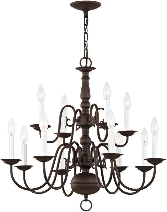 Livex Lighting 5012-07 Williamsburgh 12-Light Chandelier, Bronze