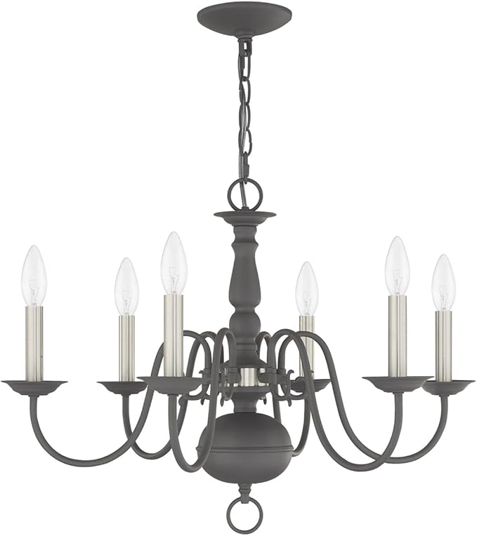 Livex Lighting Williamsburgh 6 Lt Scandinavian Gray Chandelier