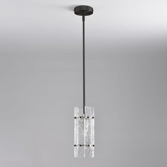 Modern Pearl Black Crystal Pendant Light for Kitchen Island, Luxury Mini Water Ripple Glass Chandelier Fixture, Round Adjustable Hanging Pendant Lighting for Dining Room Bedroom Hallway (1-Pack)